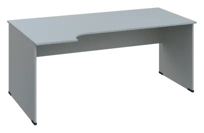 ERL 18 - 184 stůl kancelářský, rohový, levý, dřevěná podnož, deska 18 mm, široký 1800 mm, šedá